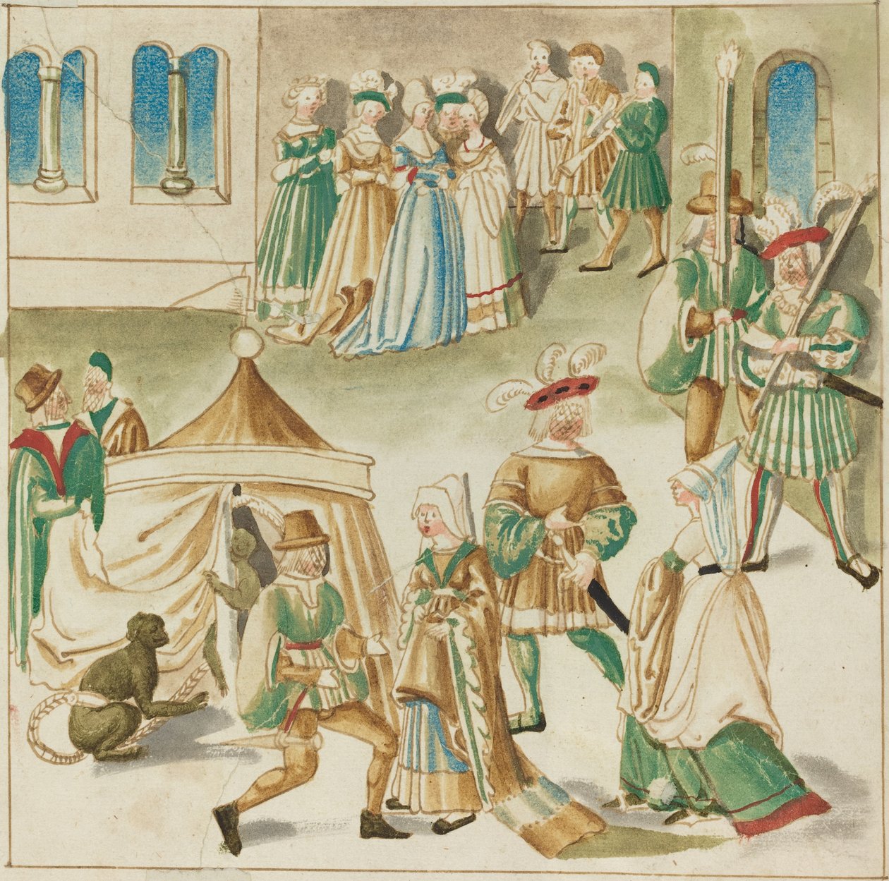 Hofforlystelser med to aber af German 16th Century