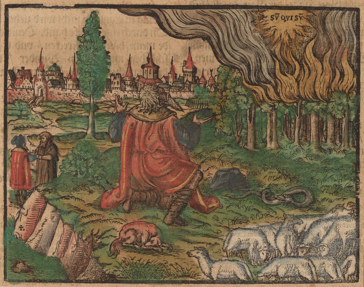 Moses og den brændende busk af German 16th Century