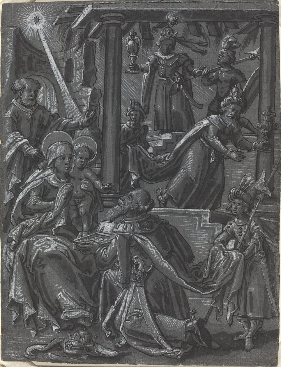 Kongernes tilbedelse [recto] af German 16th Century