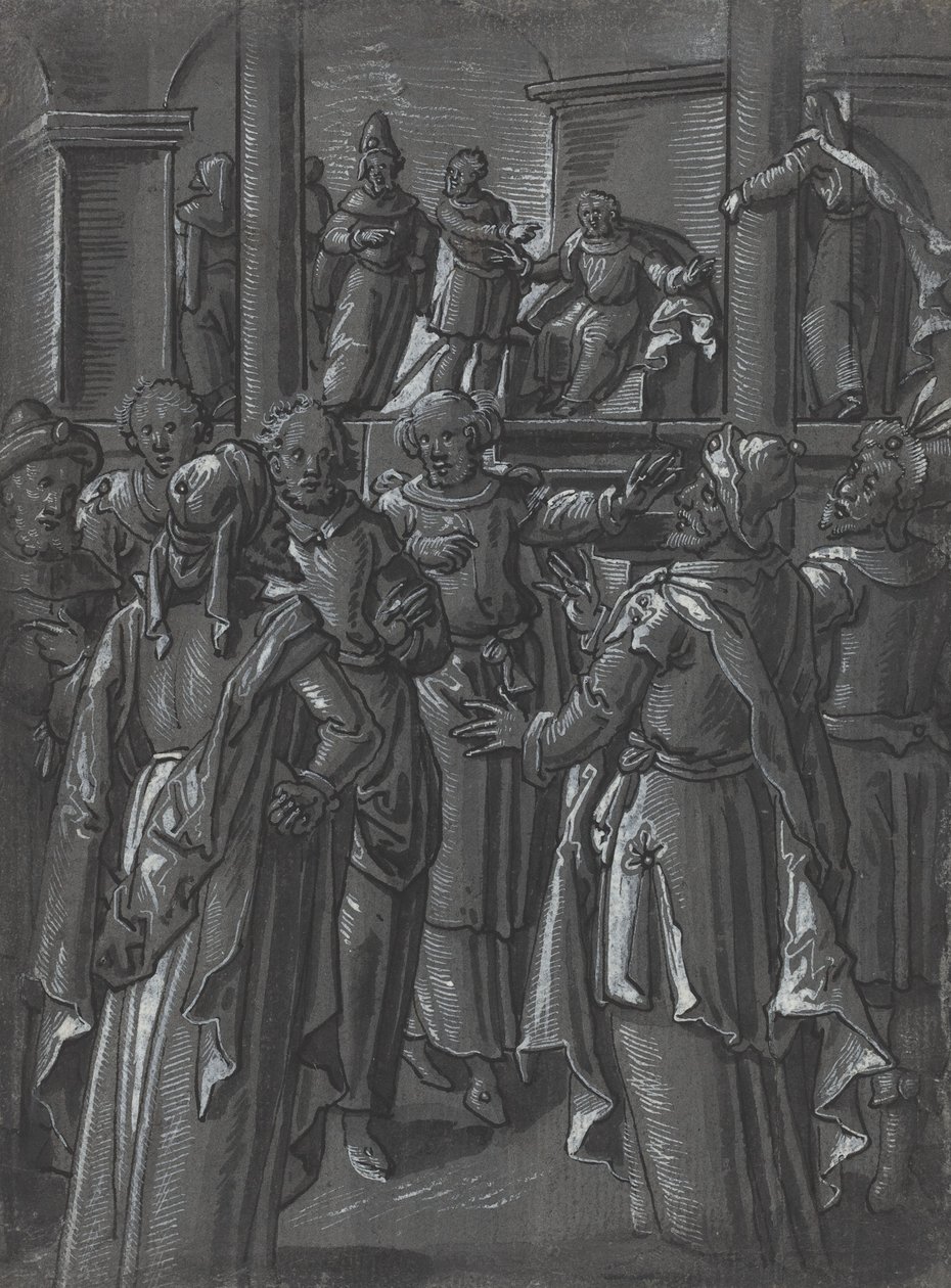Ypperstepræsten foran Pilatus [verso] af German 16th Century