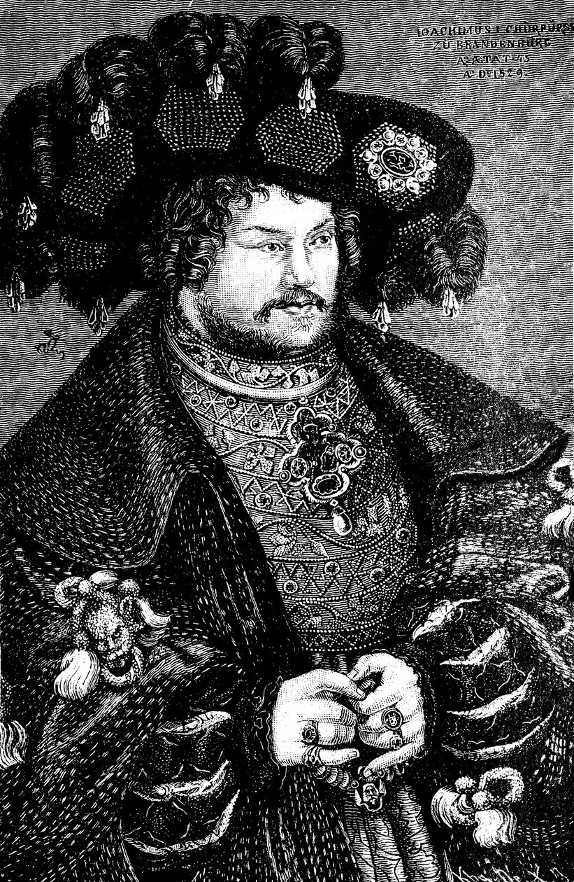 Portræt af Joachim I Nestor 1484-1535, kurfyrste af Brandenburg Kopi efter Lucas Cranach t. E, 1400-tallet af German Master