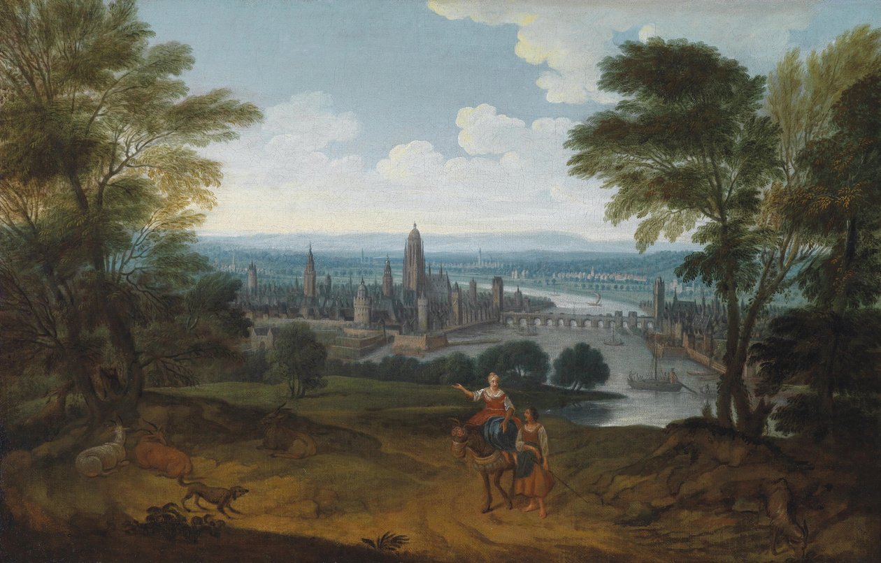 Udsigt over Frankfurt am Main fra vest, 1700-tallet af German Master