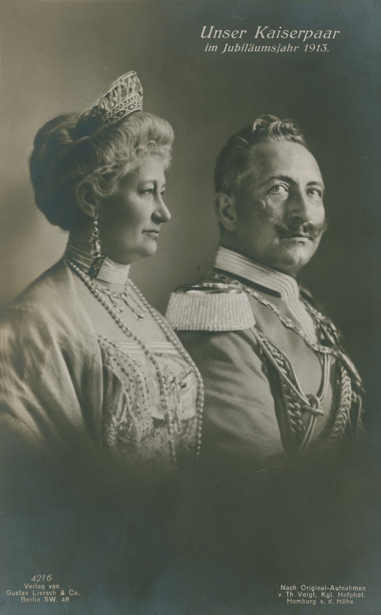 Kejser Wilhelm II og kejserinde Augusta Victoria af Tyskland i deres sølvjubilæumsår af German Photographer