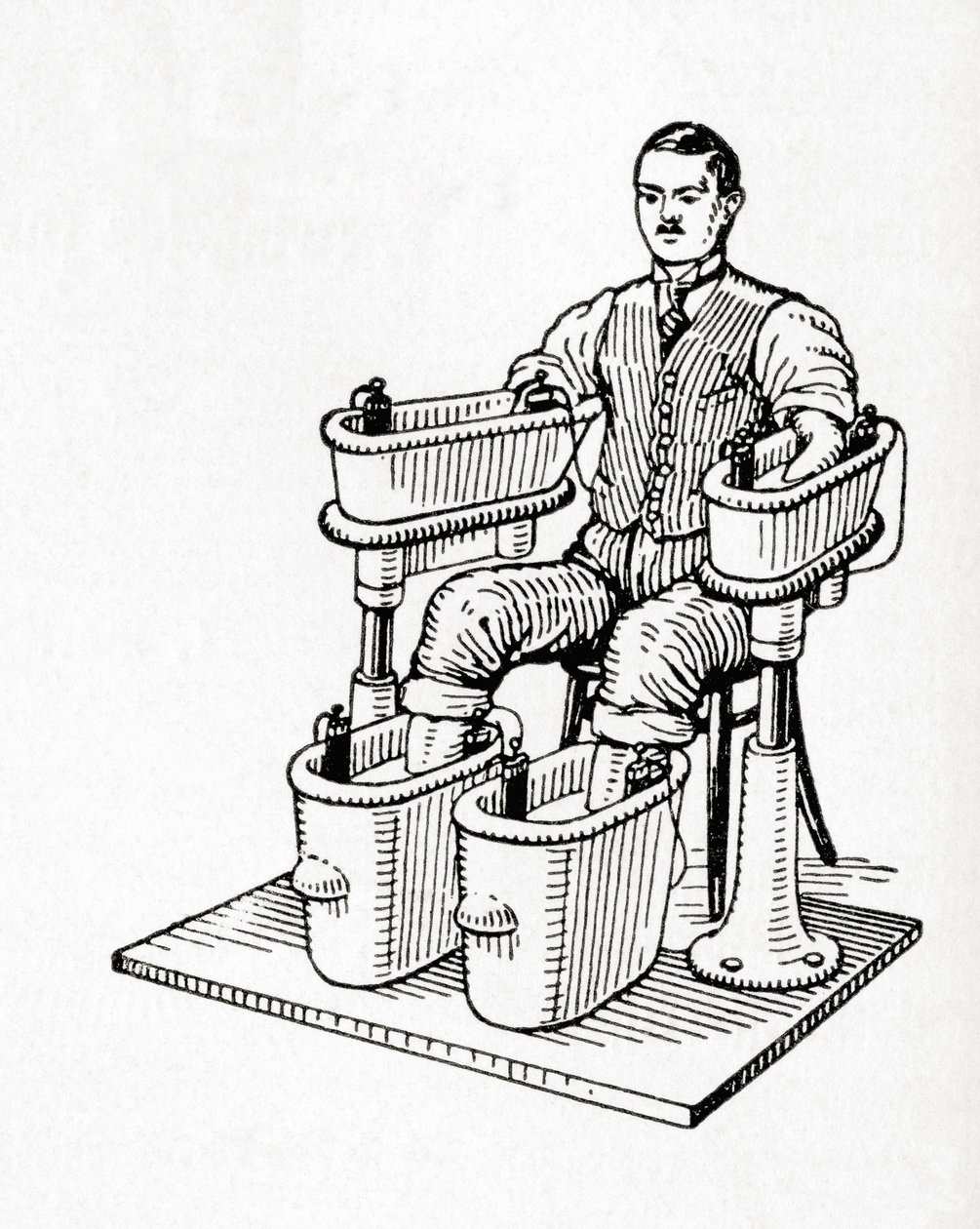Et galvanisk bad eller Schnee Four Cell Bath fra det 19. århundrede, fra Meyers Lexicon, pub. 1927 (tryk) af German School