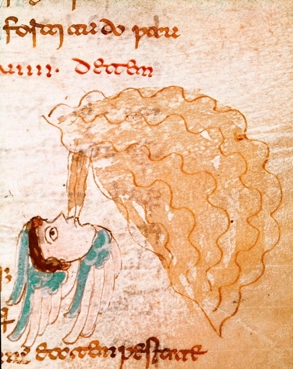 A Tempete Book 9, kapitel 29. Miniature taget fra manuskriptet "De Universo" eller "De rerum naturis" af German School