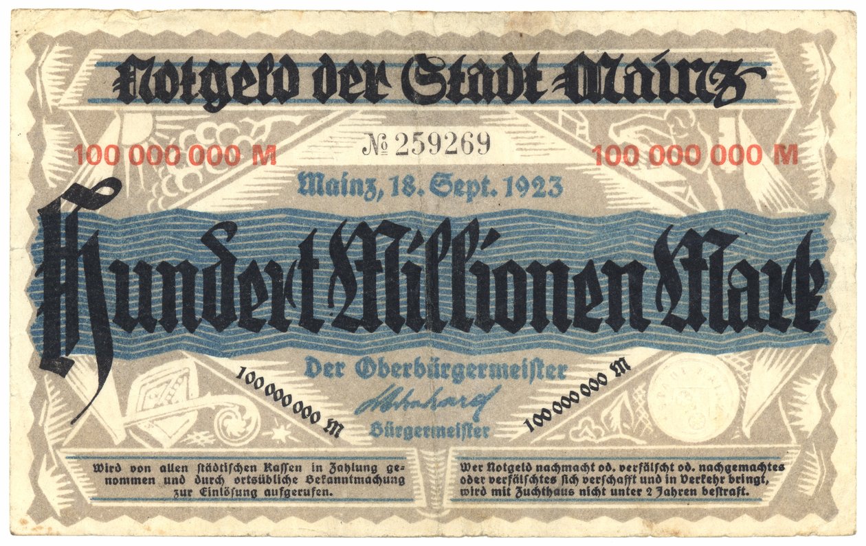 En hundrede million mark seddel, 1923 af German School
