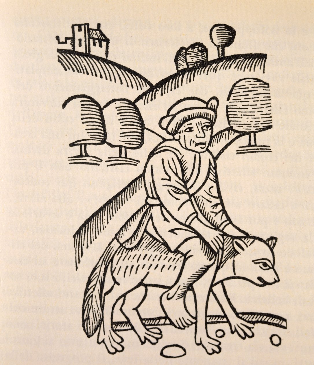 En troldmand på en geds ryg, illustration fra 