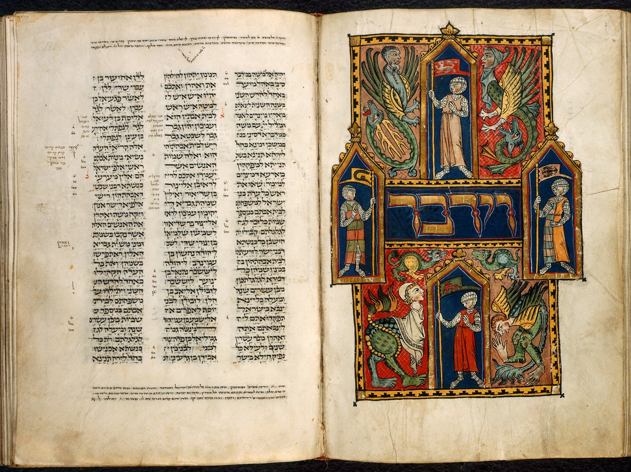 Tilføje. 15282 fol.179v-180 Dekoreret første ord i Numbers Book, fra 