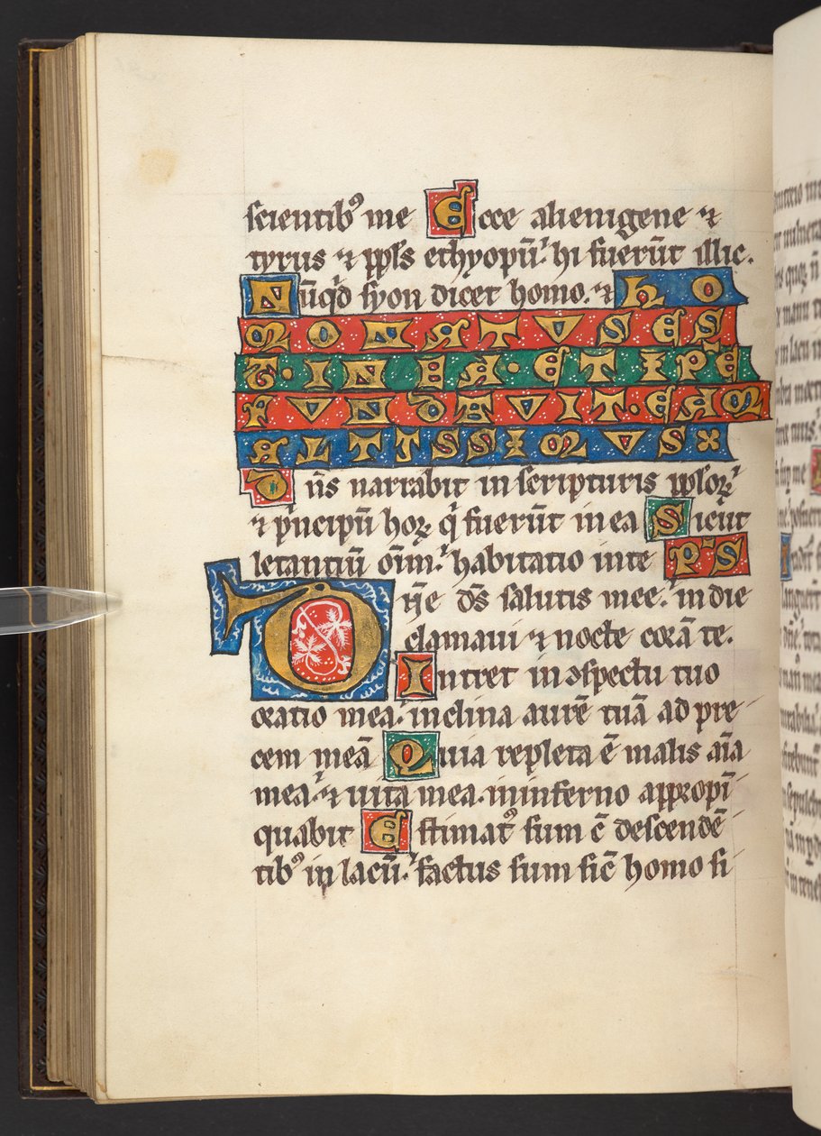 Tilføje. 60629, f.90v Initial og tekst (vellum) af German School