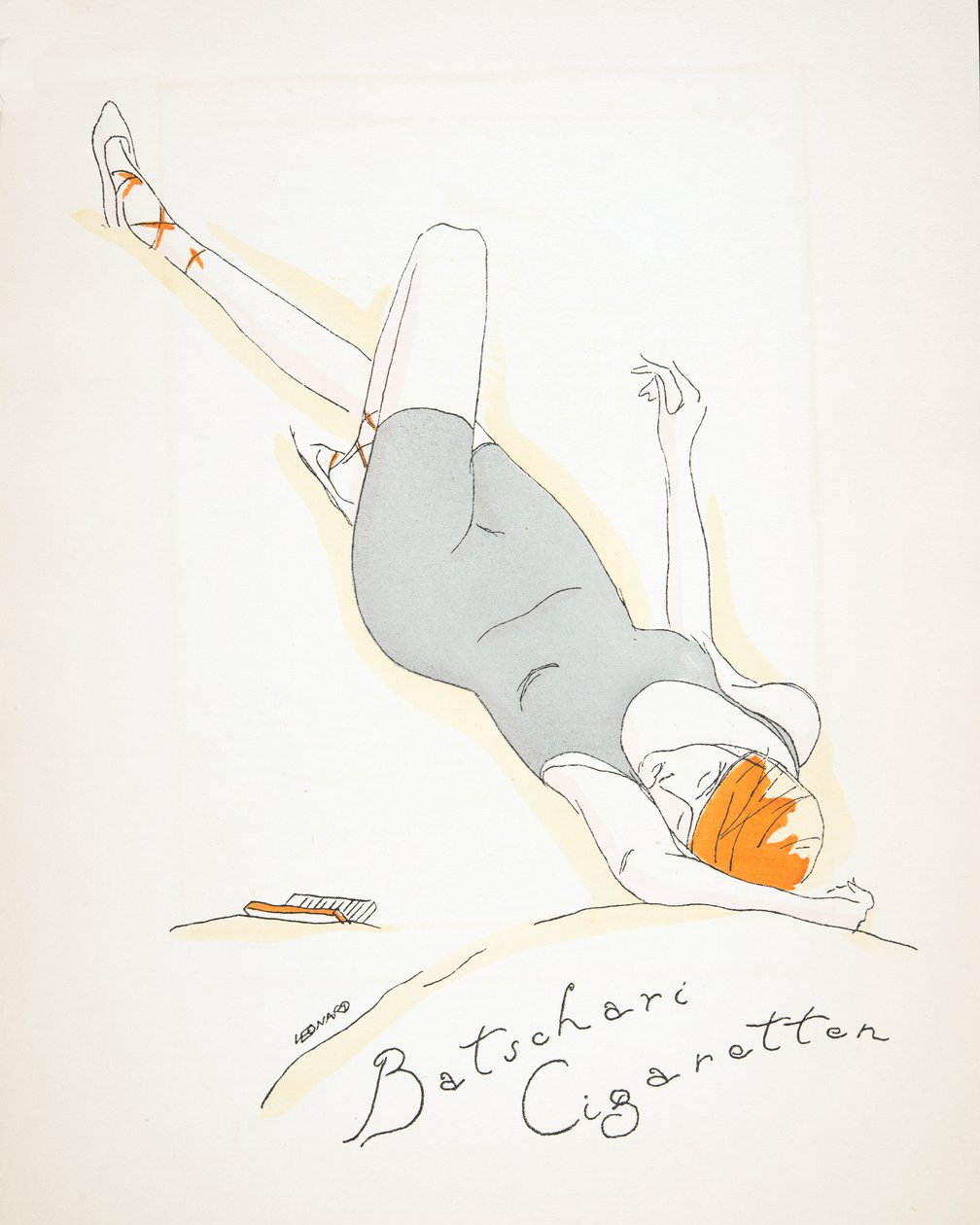 Annonce for "Batschari Cigaretten", fra Styl, pub.1922 (pochoir print) af German School