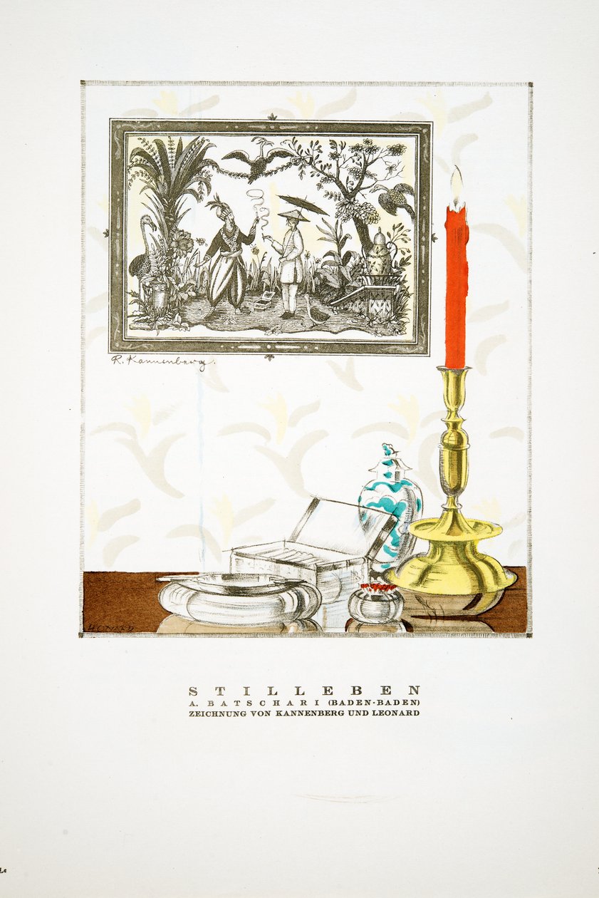 Annonce for "Batschari Cigaretten", fra Styl, pub.1922 (pochoir print) af German School