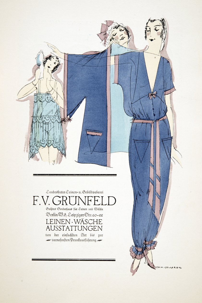 Annonce for "F.V. Grunfeld", fra Styl, udg.1922 (pochoir-tryk) af German School