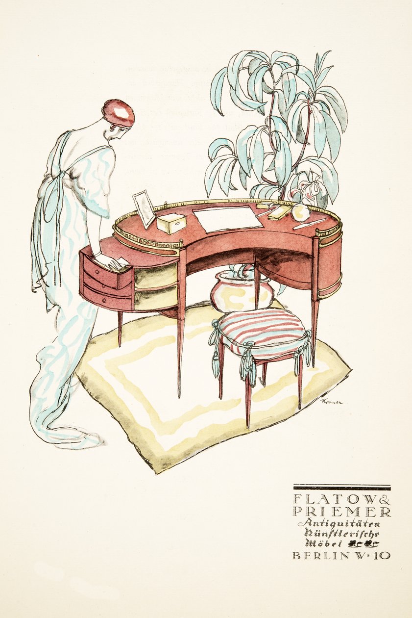 Annonce for Flatow  Priemer, Antiques, fra Styl, pub.1922 (pochoir print) af German School
