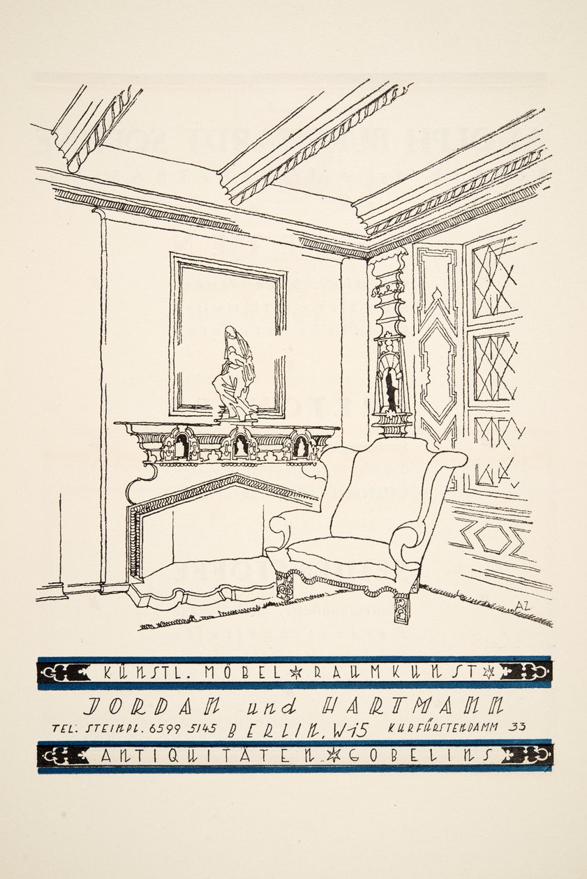 Annonce for Jordan und Hartmann, fra Styl, pub.1922 (pochoir print) af German School