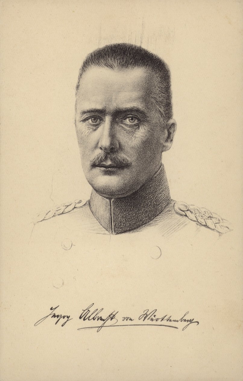 Albrecht, hertug af Württemberg, tysk prins og general under Første Verdenskrig (litografi) af German School