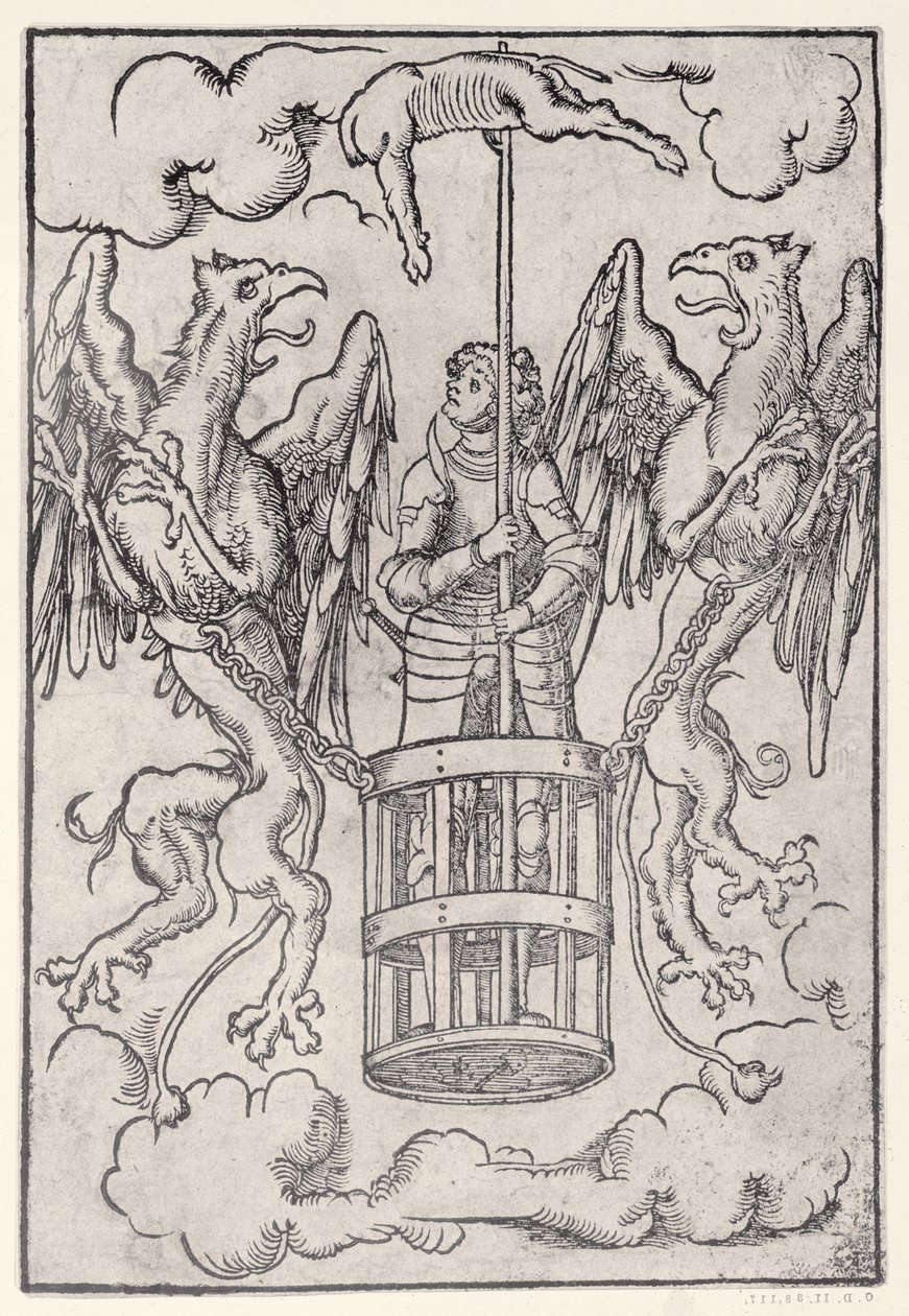 Alexander den Store båret op i luften af to griffiner, ca. 1525 af German School
