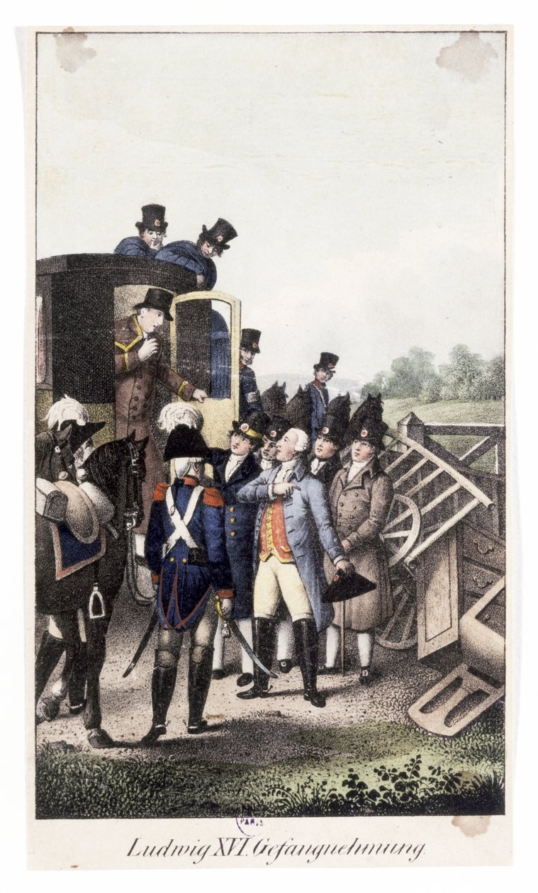 Arrestation af kong Ludvig XVI i Varennes (litografi) af German School