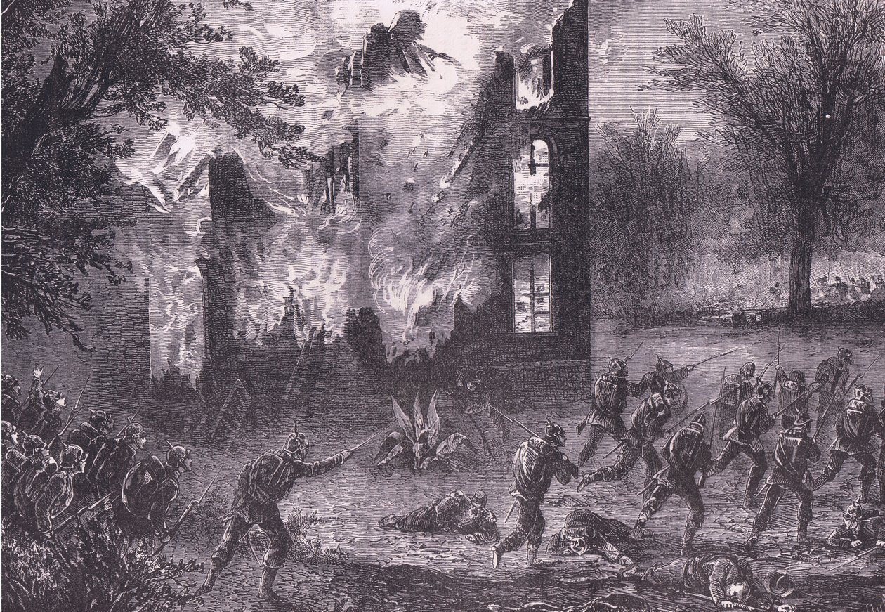 Angreb på en fremskreden fransk position, Cassells historie om krigen mellem Frankrig og Tyskland udgivet af Cassell and Company Limited, ca. 1890 (litho) af German School