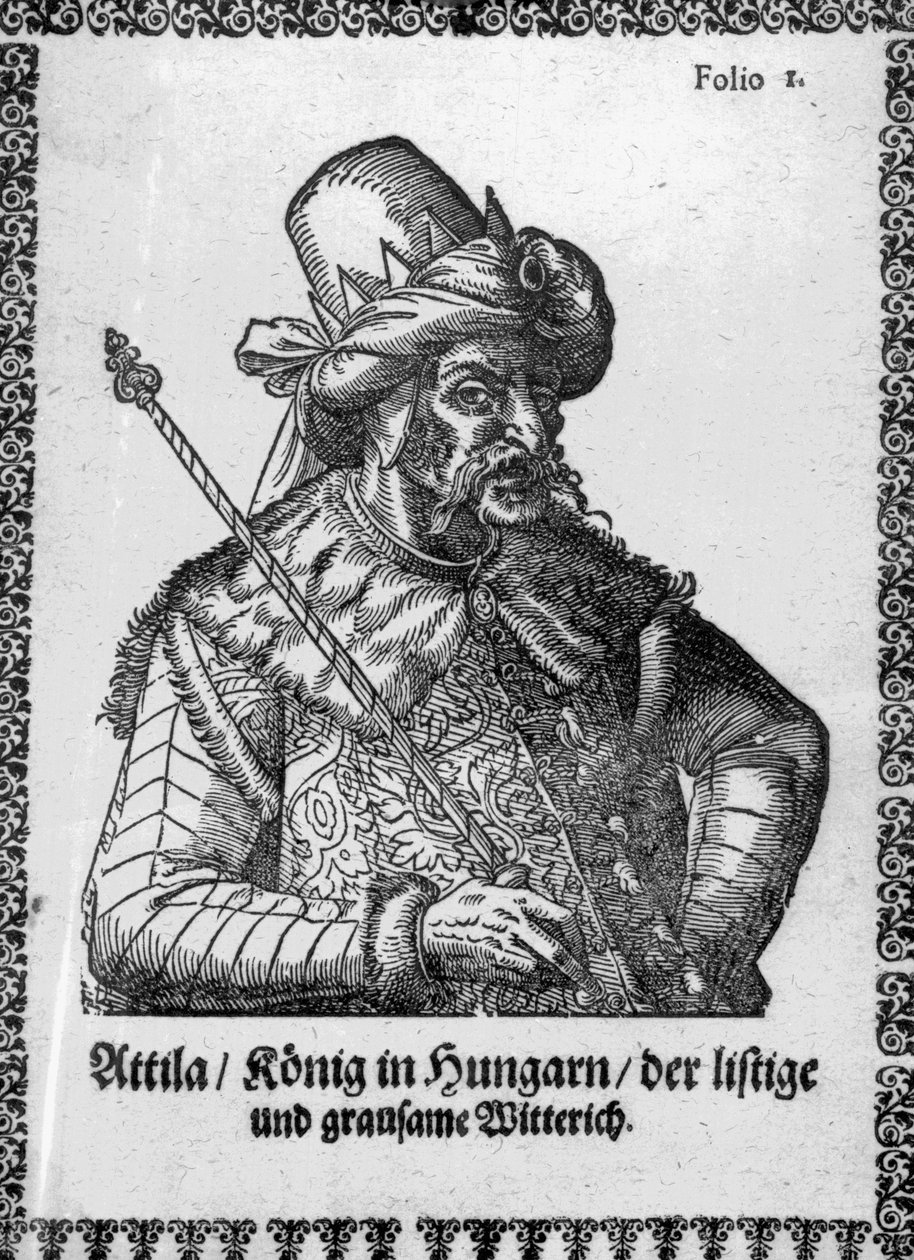 Hunneren Attila (gravering) af German School