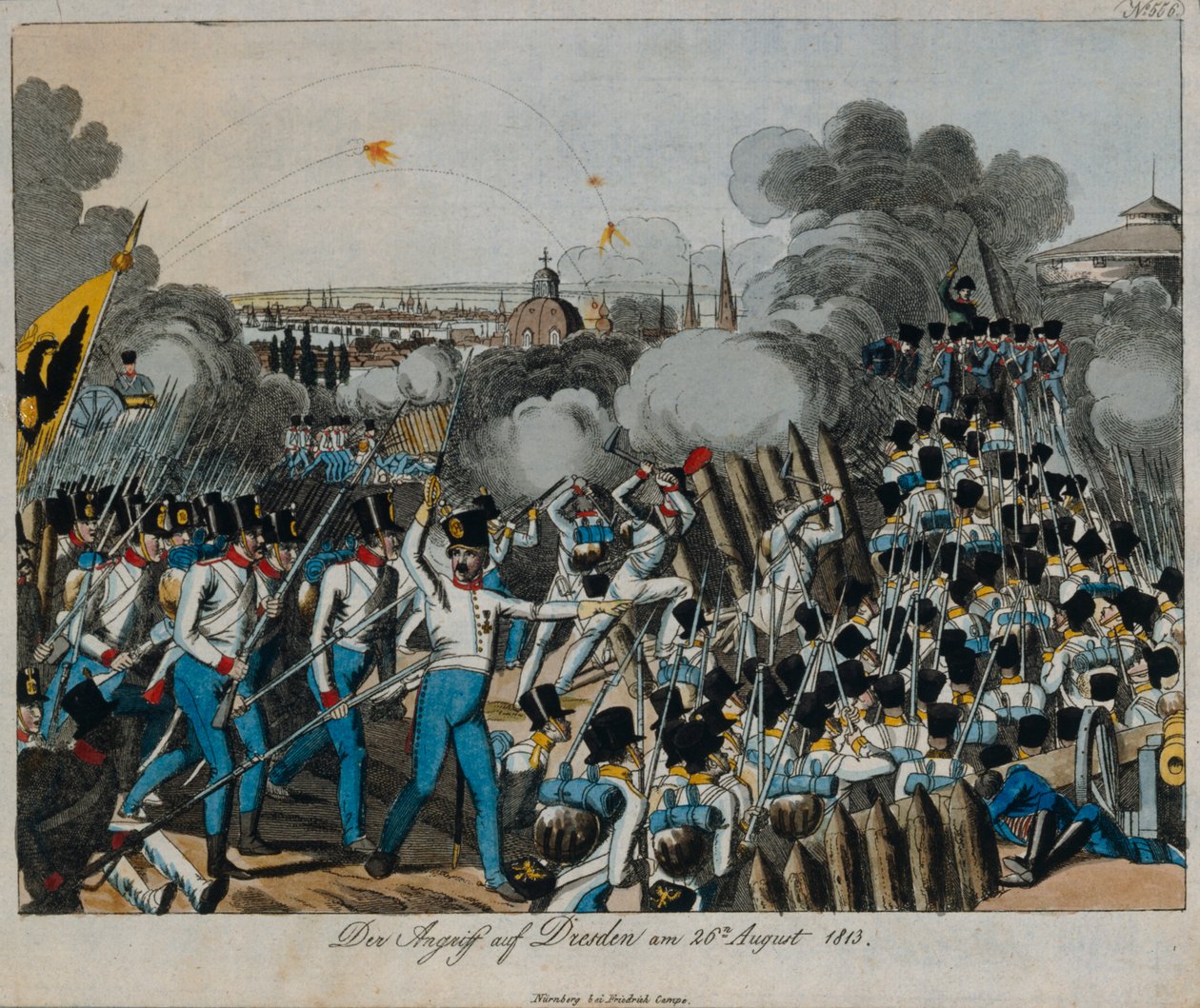Slaget ved Dresden under den sjette koalitions krig, 26.-27. august 1813, ca. 1820 af German School