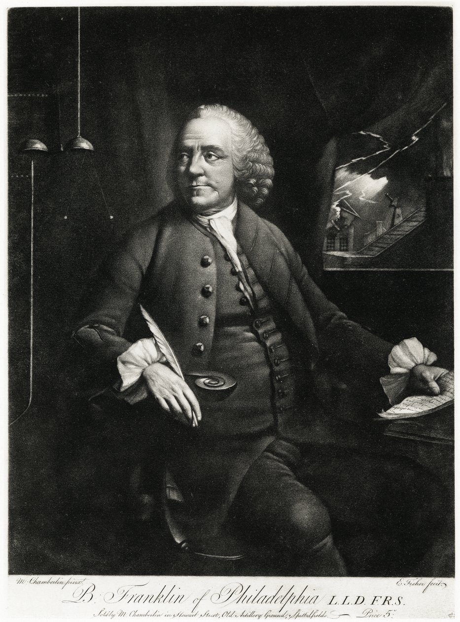 Benjamin Franklin, 1884-90 (fototype) af German School