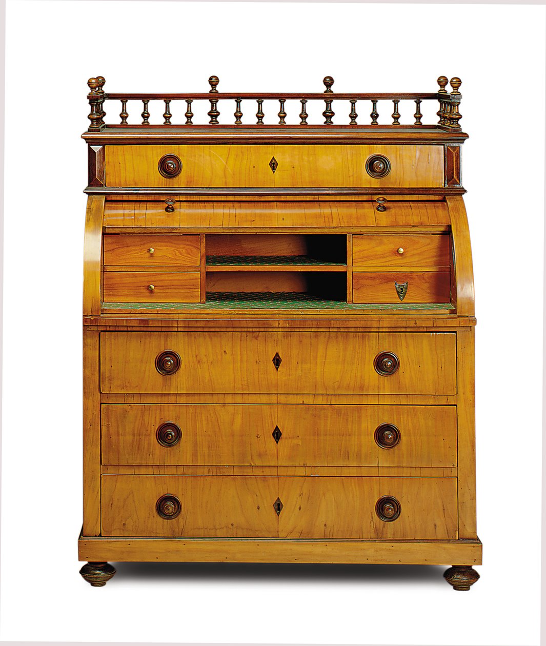 Biedermeier secretaire-kommode, anden fjerdedel af det 19. århundrede (valnød og mahogni) af German School