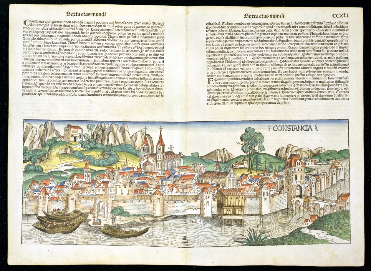 Birds Eye View of Constance fra Nürnberg Chronicle af Hartmann Schedel (1440-1514) 1493 af German School
