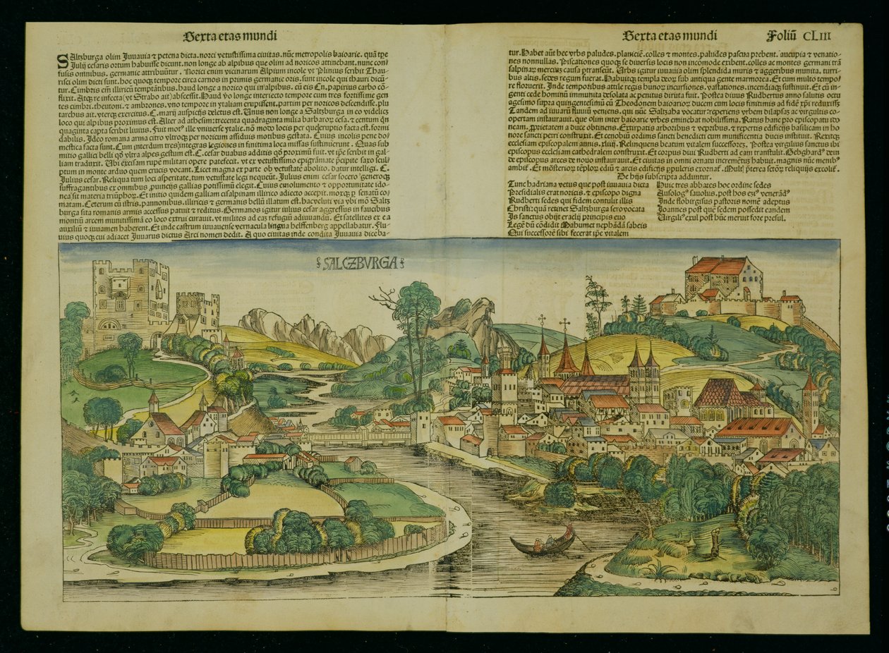 Birds Eye View af Salzburg fra Nürnberg Chronicle af Hartmann Schedel (1440-1514) 1493 af German School