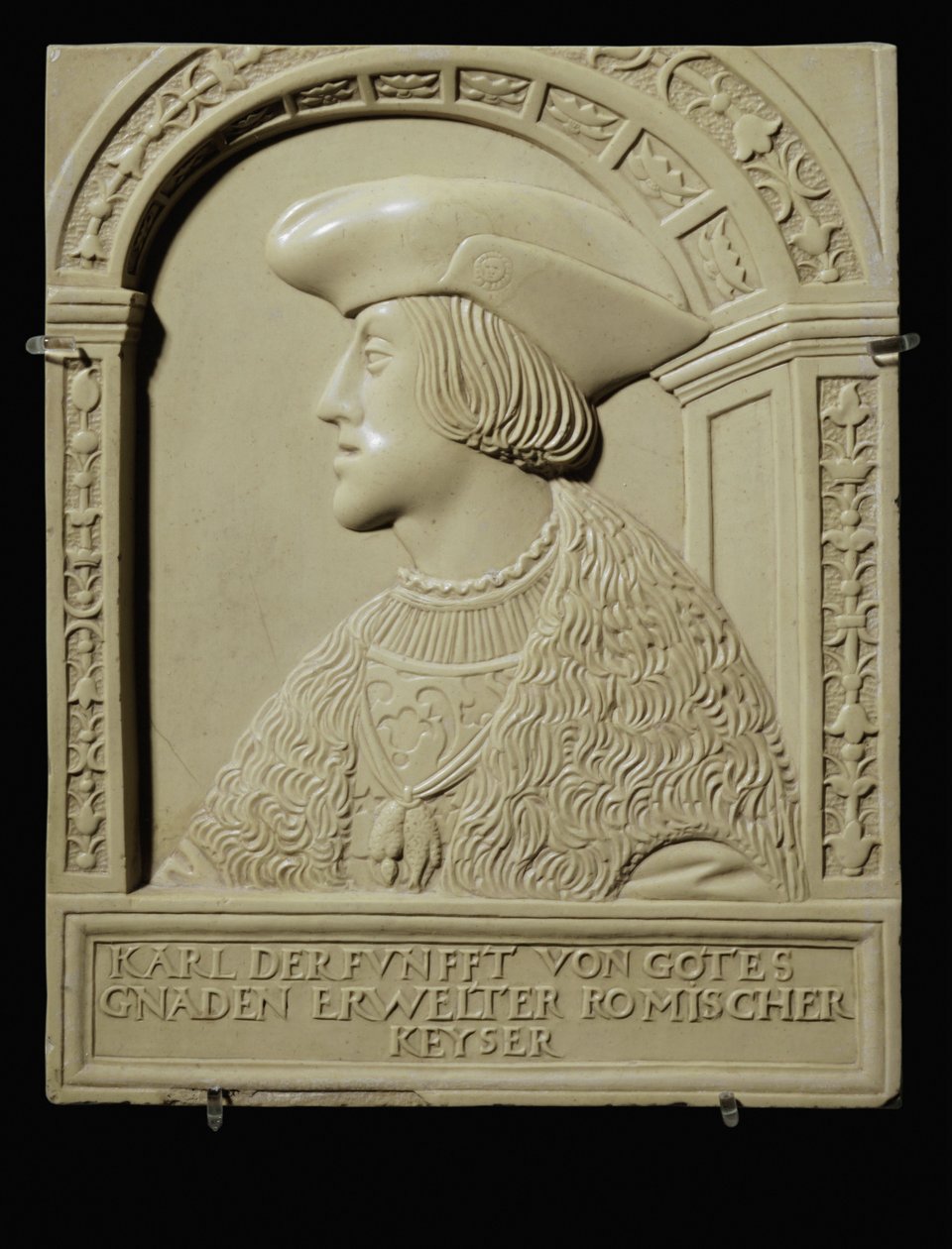 Buste af kejser Karl V som ung mand, efter 1520 ... (kalksten) af German School
