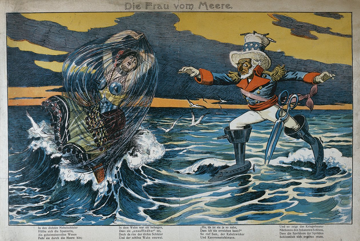 Karikatur om den spansk-amerikanske krig, 1898 af German School