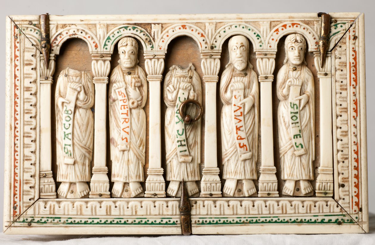 Katedralskat (Trésor de la Cathédrale). Relikvieskrin. Træ og elfenben. Köln, Tyskland. Omkring 1150. af German School