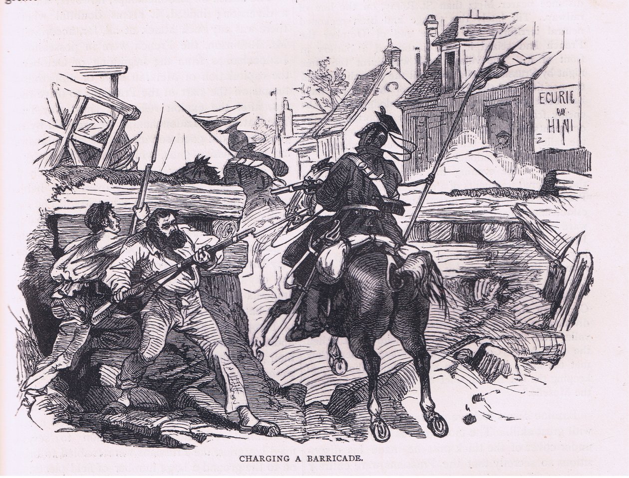 Oplader en barrikade, Cassells historie om krigen mellem Frankrig og Tyskland udgivet af Cassell and Company Limited, ca. 1890 (litho) af German School