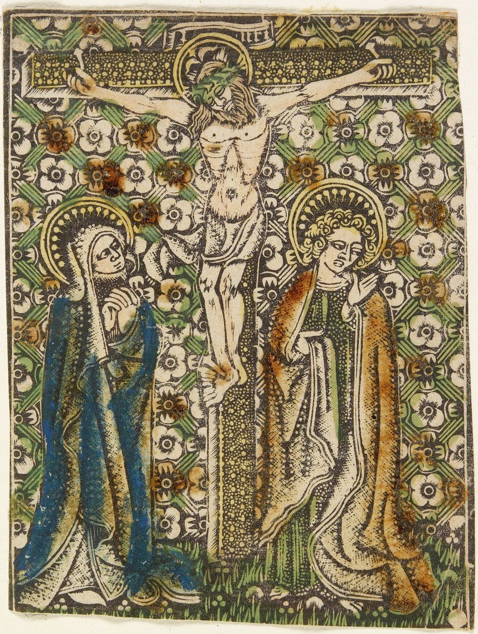 Kristus på korset med Maria og Johannes, ca. 1460 (metalcut) af German School