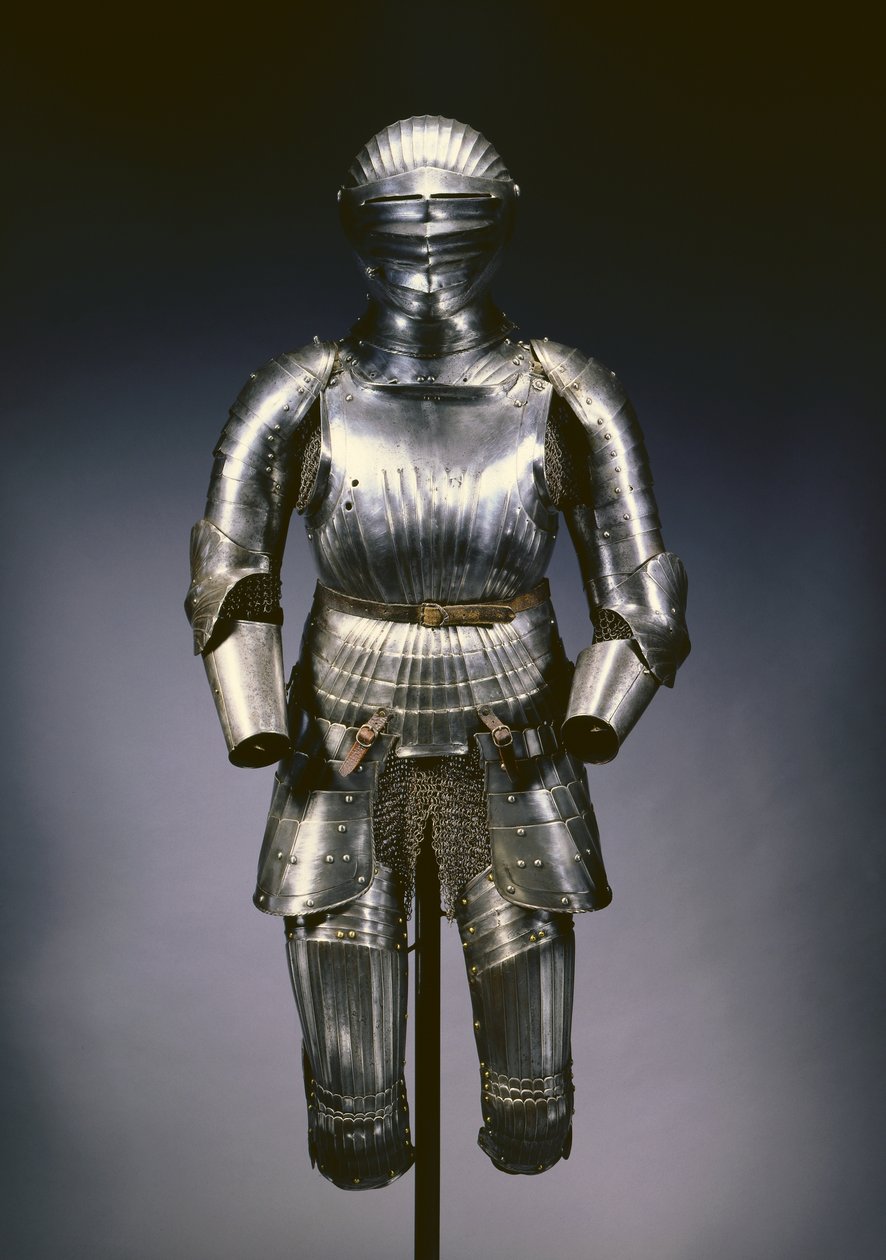 Tæt hjelm og delvis rustning i Maximiliansk stil, Nürnberg, ca. 1525 af German School