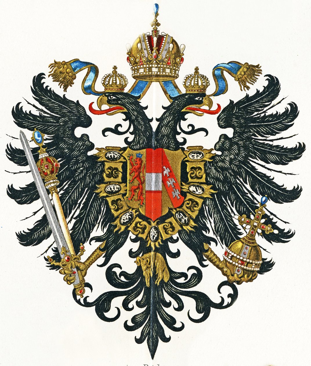 Det østrigske imperiums våbenskjold (Kaisertum Österreich) fra 1816 til 1867, ca. 1898 af German School