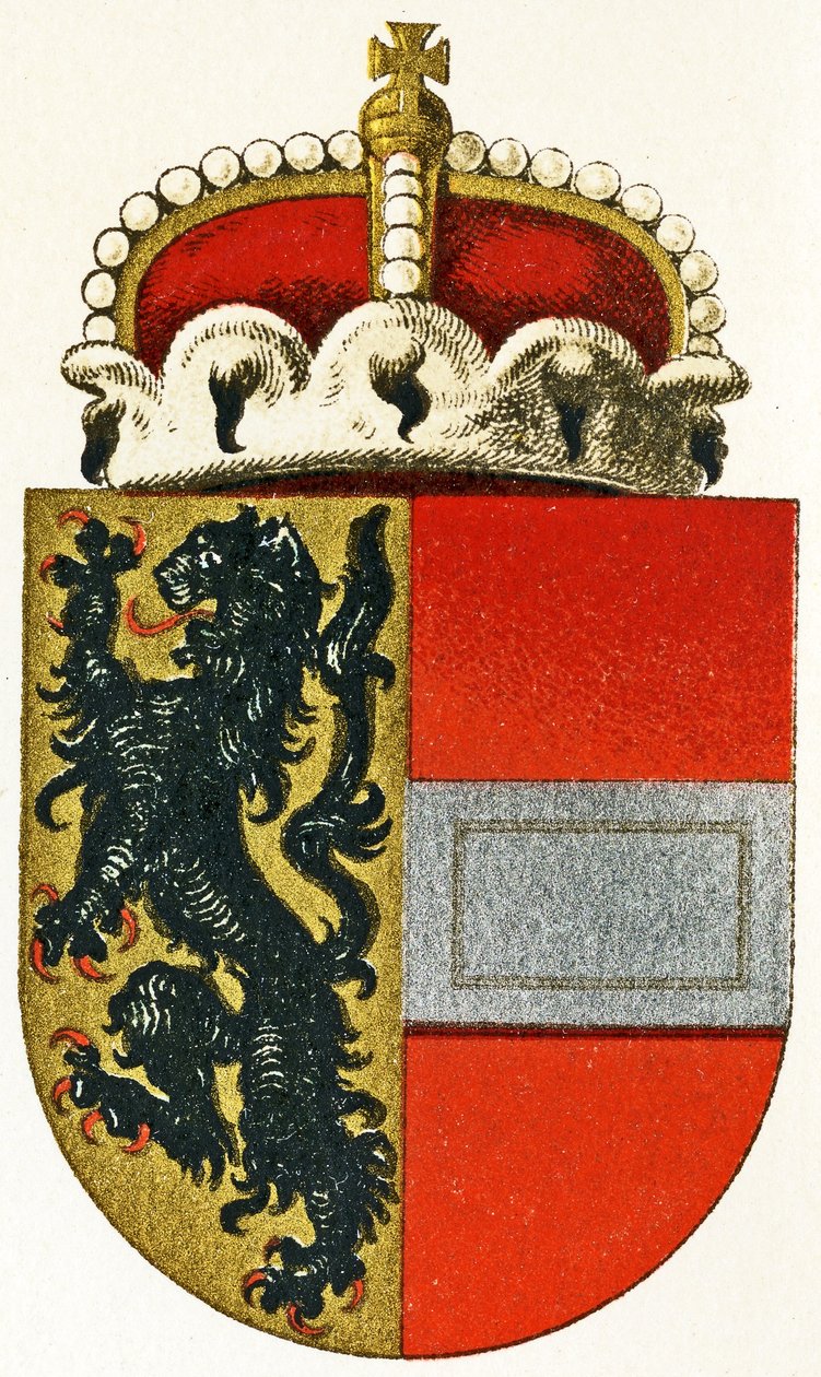 Salzburgs våbenskjold med en prinshat hvilende på skjoldet, ca. 1898 af German School