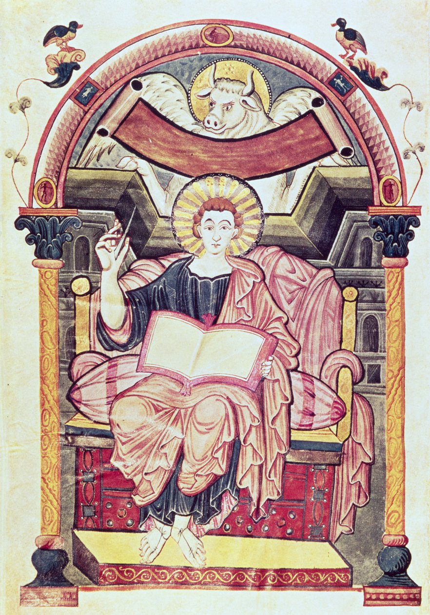 Torsk 22. f.85v St. Luke the Evangelist, fra Treves, Carolingian, c.800 AD af German School