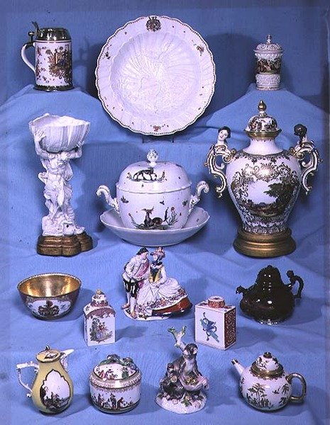 Samling af tidligt 1700-tals Meissen-porcelæn af German School