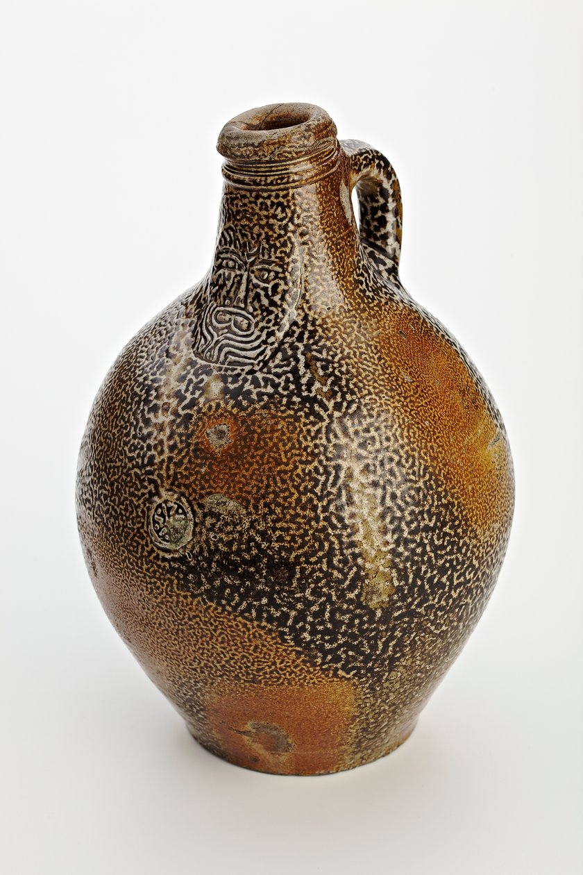 Köln flaske dekoreret med et grotesk ansigt, ca. 1600-50 (saltglaseret stentøj) af German School