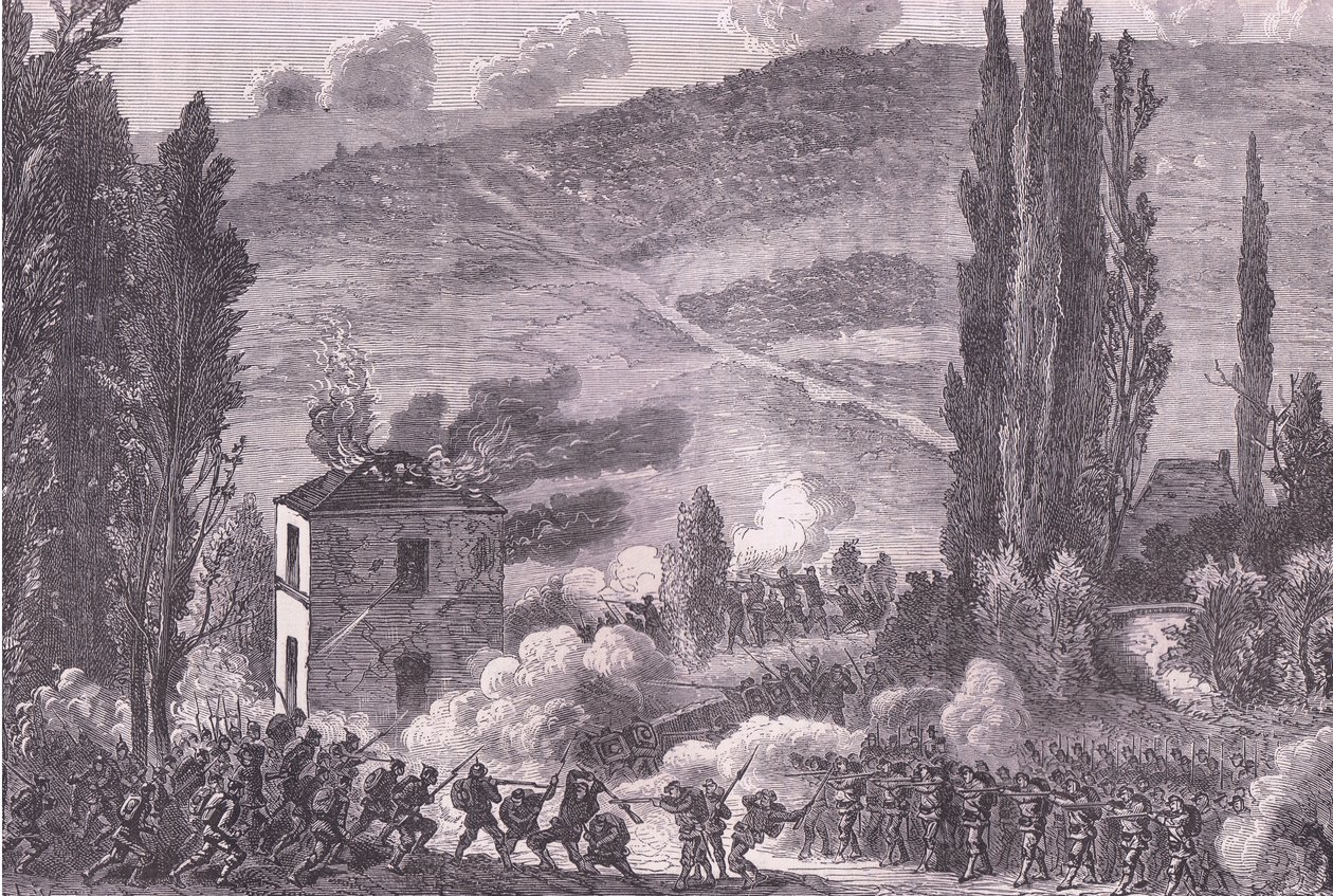 Combat at Chatillon, Cassells History of the War between France and Germany udgivet af Cassell and Company Limited, ca. 1890 (litho) af German School