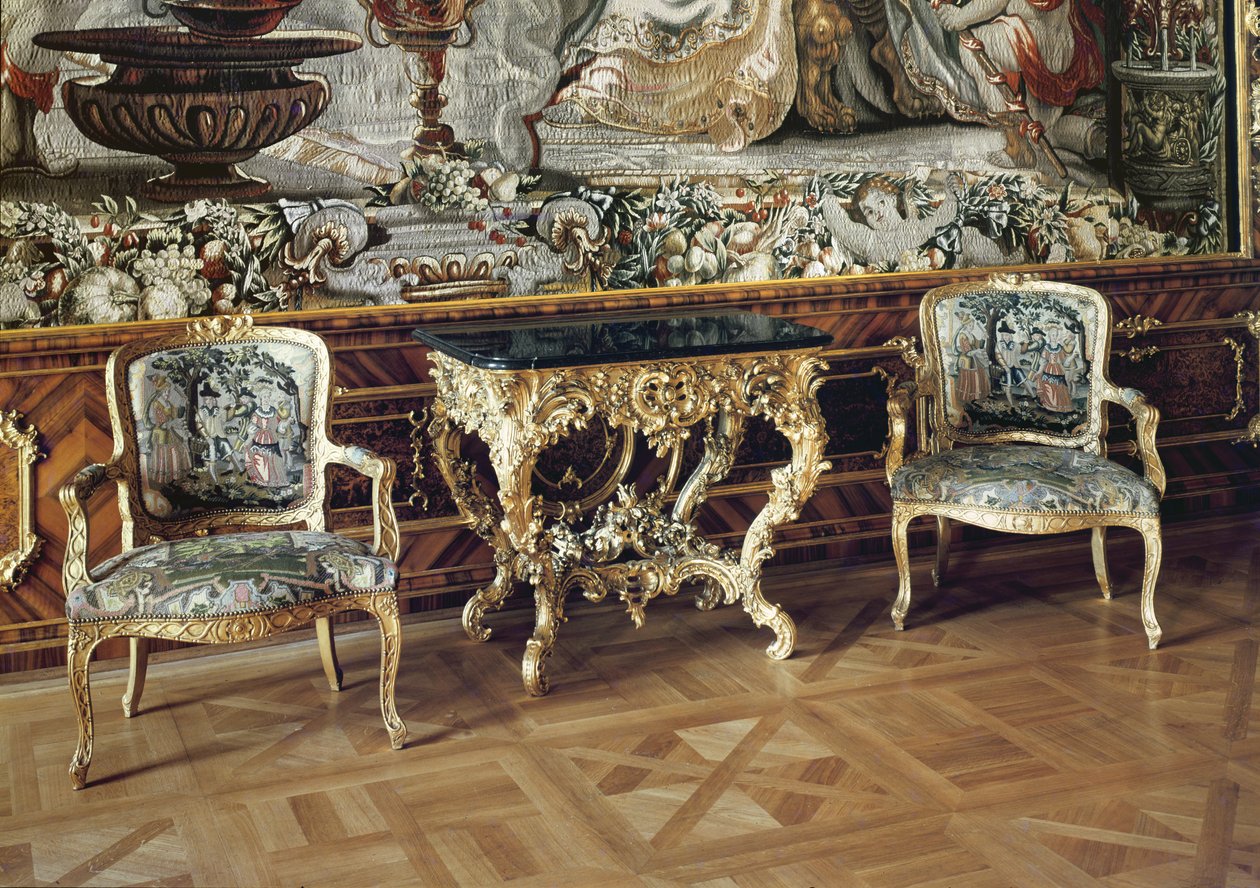 Konsolbord og to lænestole, 1745 af German School