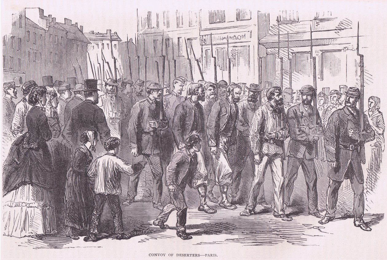 Konvoj af desertører-Paris, Cassells historie om krigen mellem Frankrig og Tyskland udgivet af Cassell and Company Limited, ca. 1890 (litho) af German School