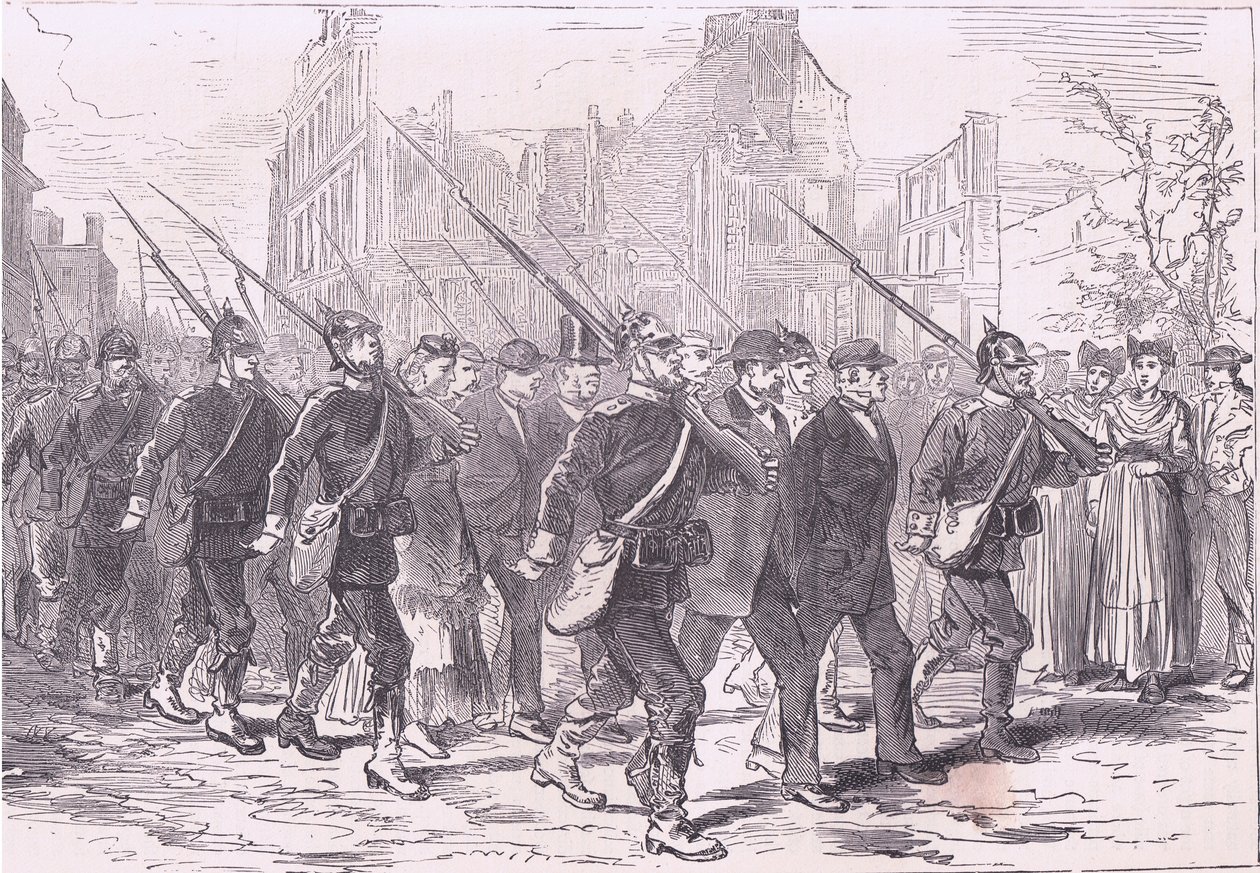 Konvoj af fanger, Cassells historie om krigen mellem Frankrig og Tyskland udgivet af Cassell and Company Limited, ca. 1890 (litho) af German School