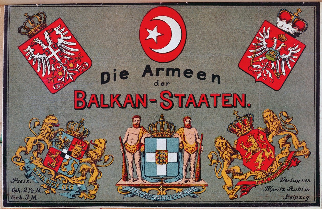 Forside til brochure om Balkanstaternes hære, ca. 1912 af German School