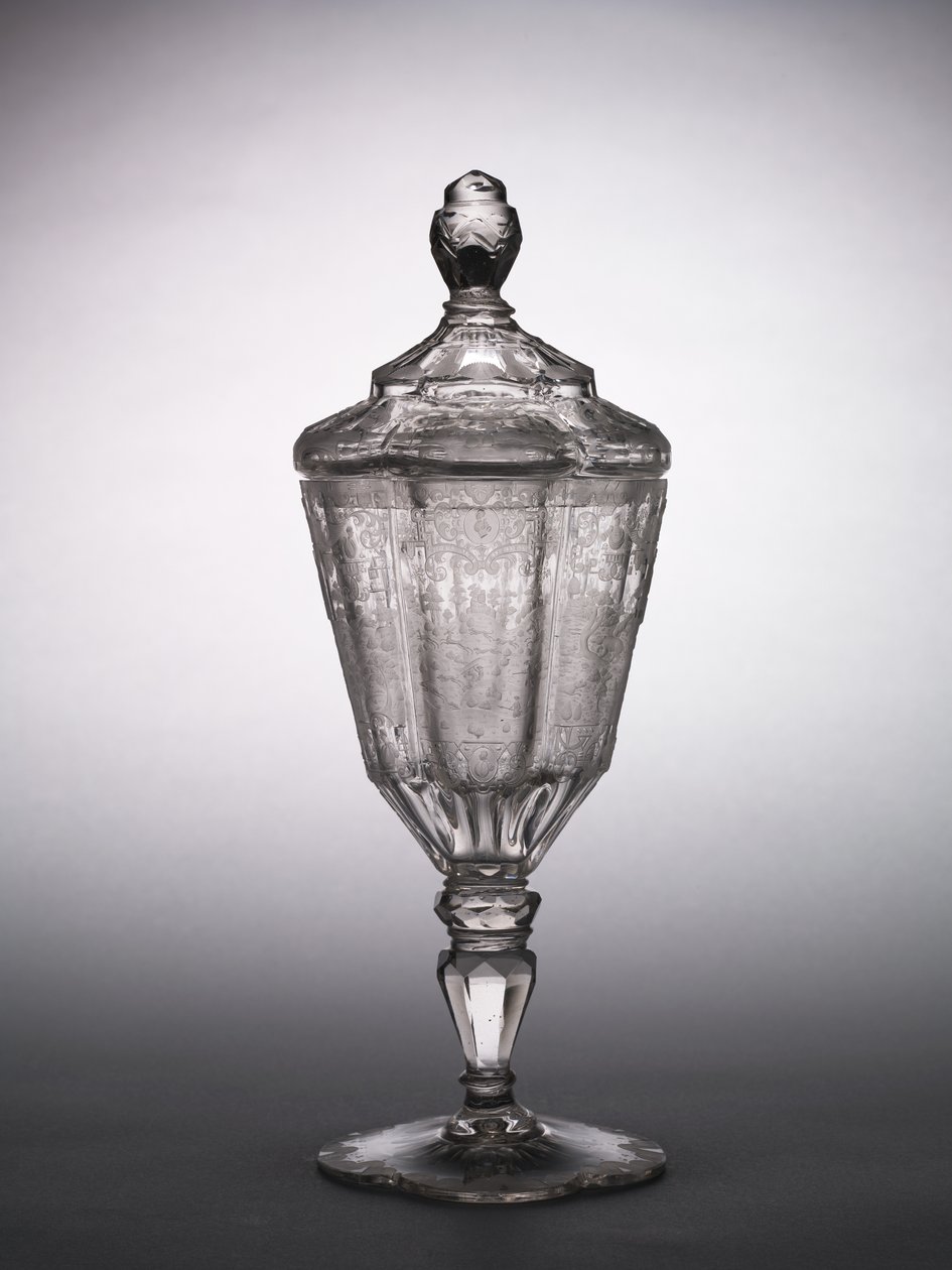 Dækket bæger, Schlesien, ca. 1725 (glas) af German School
