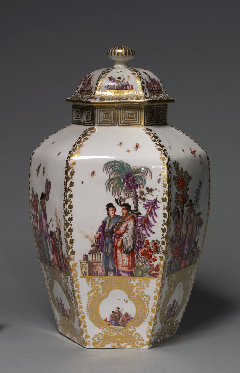 Overtrukket vase, fabrikant Meissen Porcelænsfabrik, Tyskland, ca. 1728-1730 af German School