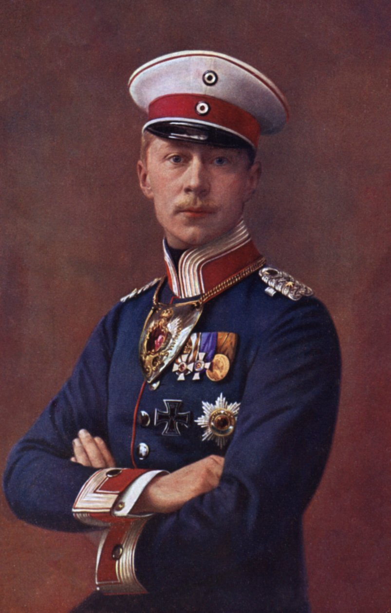 Kronprins Wilhelm, ældste søn af kejser Wilhelm II af Tyskland (farvelitografi) af German School