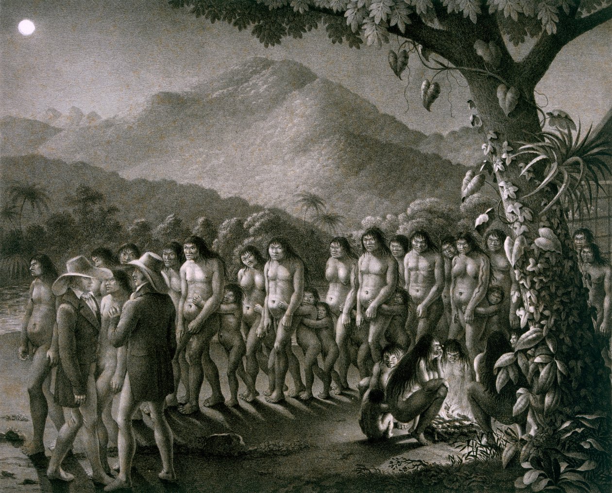 Dance of the Puri Tribe, illustration fra Atlas of a Journey in Brasil af German School