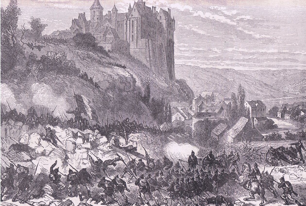 Defense of Chateaudun, Cassells historie om krigen mellem Frankrig og Tyskland udgivet af Cassell and Company Limited, ca. 1890 (litho) af German School