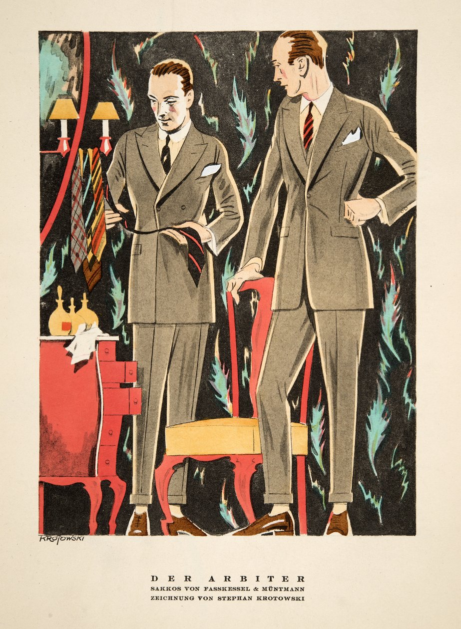 Der Arbiter, outfits af Fasskessel & Muntmann, fra Styl, pub.1922 (pochoir print) af German School